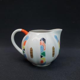 Винтажный молочник Мозаика ЛФЗ 300 мл, фарфор, деколь, позолота, СССР.