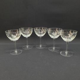 Винтажный набор из 5 Бокалов 200 мл, хрусталь, резка,СССР