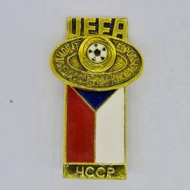 Значок СССР чемпионат европы уефа чсср флаг с мячом, советский и винтажный