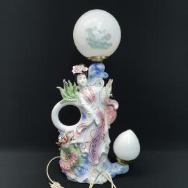 Винтажный фарфоровый светильник 55 см, не рабочий, роспись, лепнина.