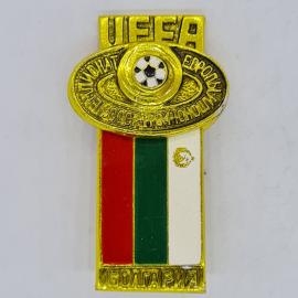 Значок СССР уефа чемпионат европы Минск СССР 1984 юноши Болгария флаг футбольный, советский и винтаж