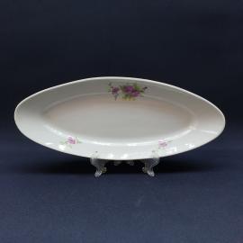 Селедочница Дулево, фарфор деколь позолота 30х12 см, винтаж СССР