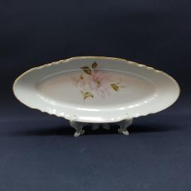 Селедочница 30х12 см Дулево, фарфор,деколь, позолота. Винтаж СССР