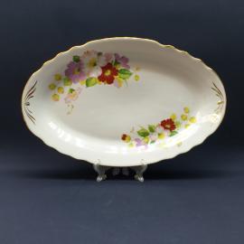 Винтажная селедочница, Дулевский ФЗ, фарфор, деколь, позолота, СССР.