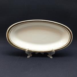 Селедочница Конаково, фаянс позолота 25х12 см, винтаж СССР