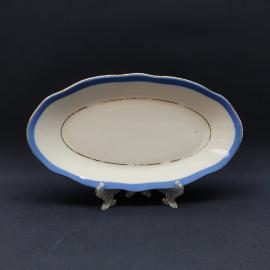 Селедочница Рига, фарфор,деколь,позолота 27х15 см, винтаж СССР