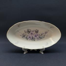 Селедочница, Городницкий ФЗ, фаянс, деколь, длина 25х14 см, Винтаж, СССР