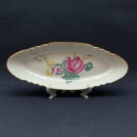 Селедочница Дулево, фарфор деколь позолота 30х12 см, винтаж СССР