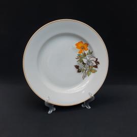 Винтажная столовая тарелка Дулево, фаянс деколь 24 см, Россия