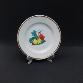 Винтажная детская десертная тарелка Хайта, фарфор деколь 175 мм, СССР