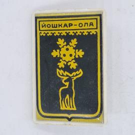Значок СССР йошкар ола, олень и снежинка на черном фоне, эмаль, металлический, советский и винтажный