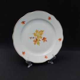 Винтажная столовая тарелка Дулево 1961 г, фарфор деколь золочение 23 см, СССР