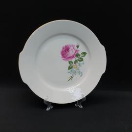 Винтажное сервировочное блюдо Kahla, фарфор деколь золочение 28х27 см, ГДР