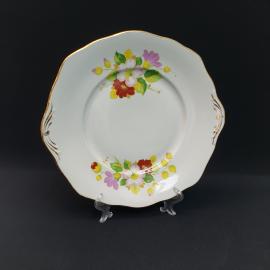 Винтажное сервировочное блюдо Дулево, фарфор деколь золочение 28х27 см, Россия