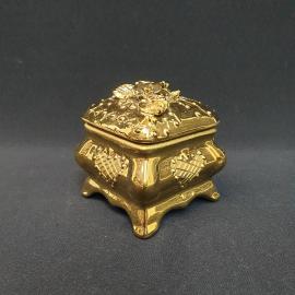 Винтажная шкатулка Феодосийская Майолика, керамика, лепнина, позолота, СССР.