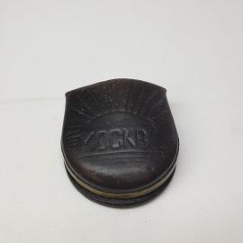 Винтажный кошелек-монетница 7х7 см, Москва, кожа, металлическая фурнитура, следы времени, СССР