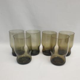 Винтажный набор стаканов 6 шт 250 мл, Орловский Стекломаш, дымчатое стекло, СССР.