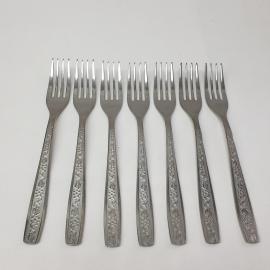 Набор винтажных столовых вилок 7 шт, нержавейка. СССР.