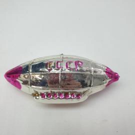 Винтажная елочная игрушка Дирижабль СССР 10х4 см, стекло, роспись, скол трубки. СССР.