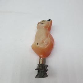 Винтажная елочная игрушка Кошечка 3х8 см, стекло, роспись,  СССР.