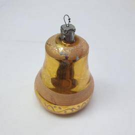 Винтажная елочная игрушка Колокольчик 9х6 см, стекло, роспись, СССР.