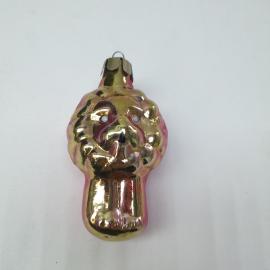 Винтажная елочная игрушка Лев 9х4 см, стекло, роспись, СССР.