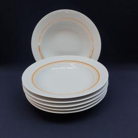 Набор из 6 суповых тарелок, Дулево, фарфор деколь 24 см, винтаж Россия