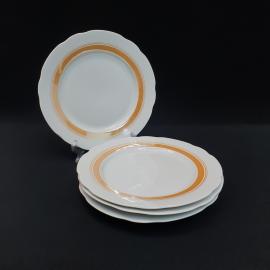 Винтажный набор из 4 десертных тарелок Дулево, фарфор 195 мм, СССР