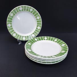 Винтажный набор из 5 десертных тарелок Чайка, фаянс деколь 195 мм, СССР