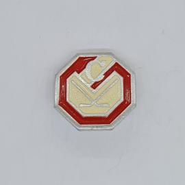 Значок СССР буква с и раскрытая книга, восьмиугольный, эмаль красная и бежевая, советский и винтажны