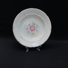 Винтажная суповая тарелка Конаково, фаянс роспись 235 мм, СССР