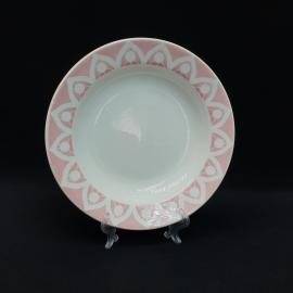 Винтажная суповая тарелка Чайка, фаянс деколь 24 см, кракелюр, СССР