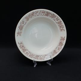 Винтажная суповая тарелка Конаково, фаянс деколь 23 см, СССР