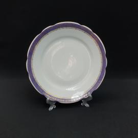 Винтажная столовая тарелка Дулево, фарфор деколь золочение 20 см, СССР