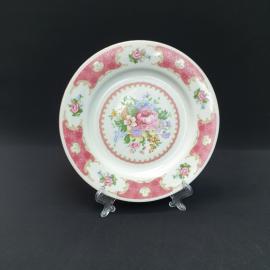 Винтажная десертная тарелка, фарфор деколь 19 см, Китай