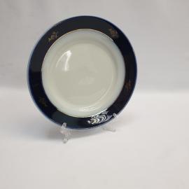 Винтажная столовая тарелка Пролетарий, фарфор кобальт золочение 20 см, СССР