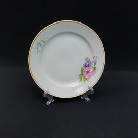 Винтажная десертная тарелка Дулево, фарфор деколь 175 мм, Россия