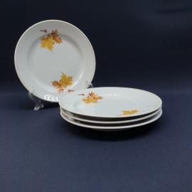 Винтажный набор из 4 десертных тарелок Дулево, фарфор деколь 17 см, винтаж СССР