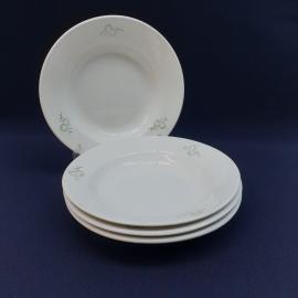 Винтажный набор из 4 суповых тарелок, фаянск деколь, СССР