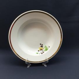 Винтажная суповая тарелка Чайка Краснодарский з-д, фарфор,деколь,позолота,24 см, винтаж СССР