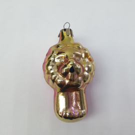 Винтажная елочная игрушка Лев 9х4 см, стекло, роспись, СССР.