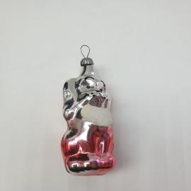 Винтажная елочная игрушка Собачка 8х4, стекло, роспись, СССР.