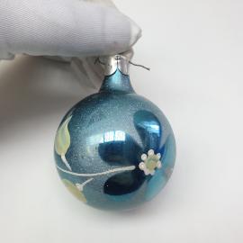 Винтажная елочная игрушка Шар 6 см, стекло, роспись, СССР.