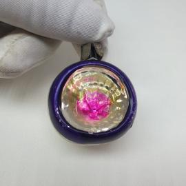 Винтажная елочная игрушка Прожектор 4 см, стекло, роспись, СССР.