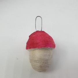 Винтажная елочная игрушка Грибок 2х3 см, вата СССР.
