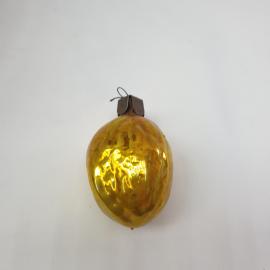 Винтажная елочная игрушка Орех 4 см, стекло, роспись, СССР.