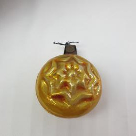 Винтажная елочная игрушка Шар паутинка 4 см, стекло, роспись, СССР.