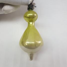 Винтажная елочная игрушка Юла 9х4 см, стекло, роспись, СССР.