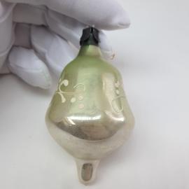 Винтажная елочная игрушка Бочонок 7х5 см, стекло, роспись, СССР.