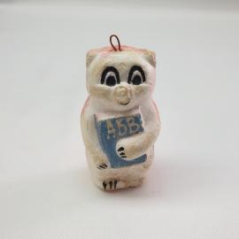 Винтажная елочная игрушка Медведь с книгой 7х4 см, пенопласт СССР.